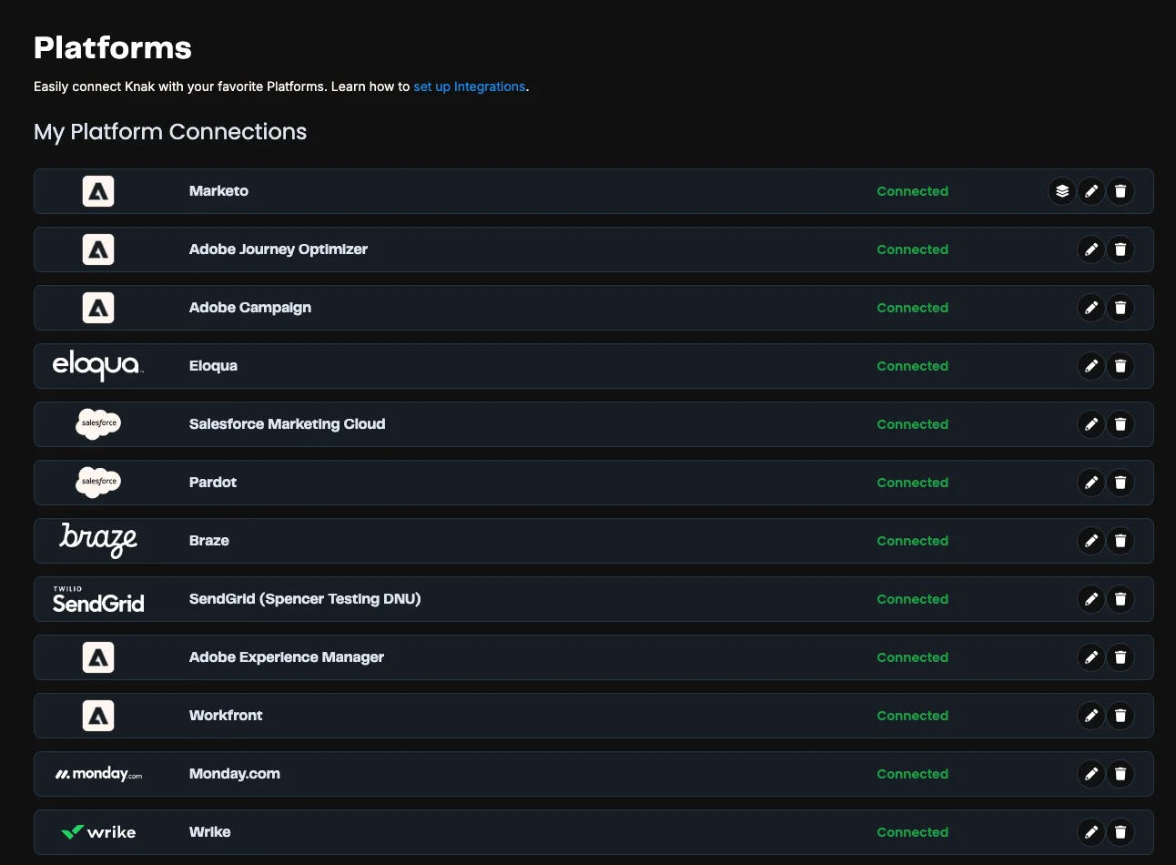 My Platform Connections